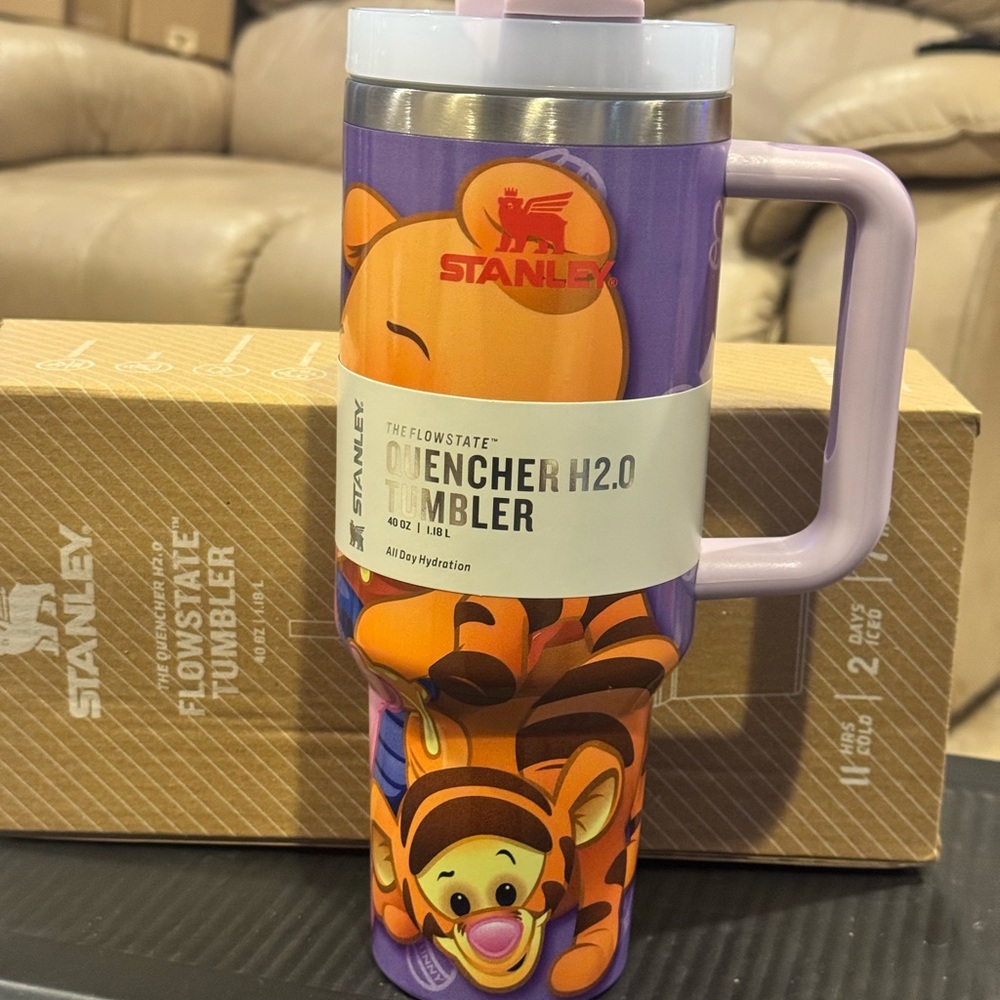 Stanley Purple and Orange Winnie The Pooh Quencher H2.0 Tumbler 40oz
